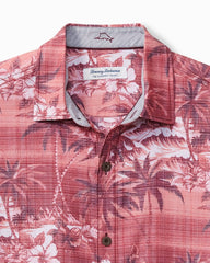 Coconut Point Isla Palmetta IslandZone® Camp Shirt - Maroon Berry