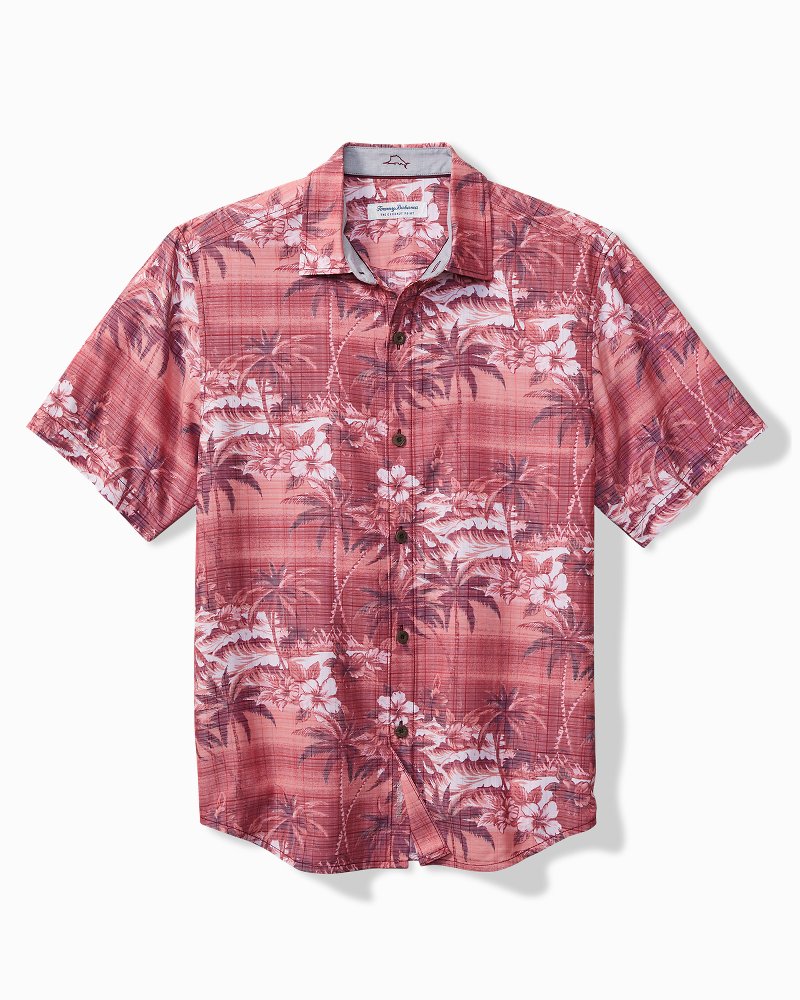 Coconut Point Isla Palmetta IslandZone® Camp Shirt - Maroon Berry