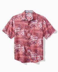 Coconut Point Isla Palmetta IslandZone® Camp Shirt - Maroon Berry