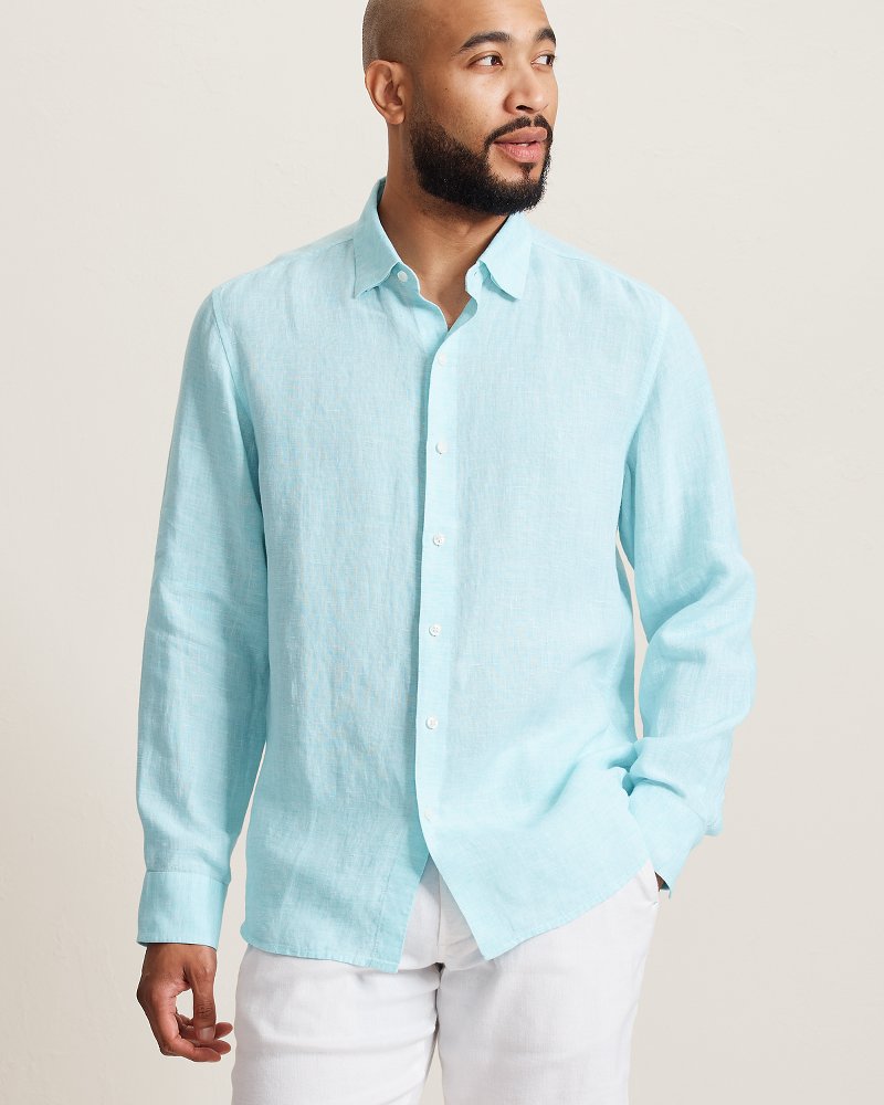 Lennox Linen Long-Sleeve Shirt - Blue Radiance