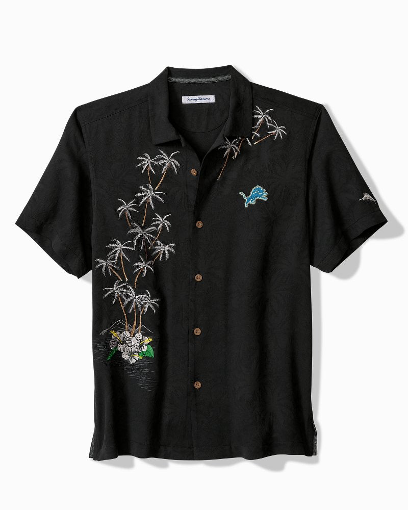NFL Twist of Palms Silk Camp Shirt - detroit_lions