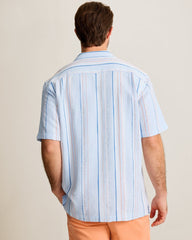 Milano Stripe Cotton Camp Shirt - Dew Drop