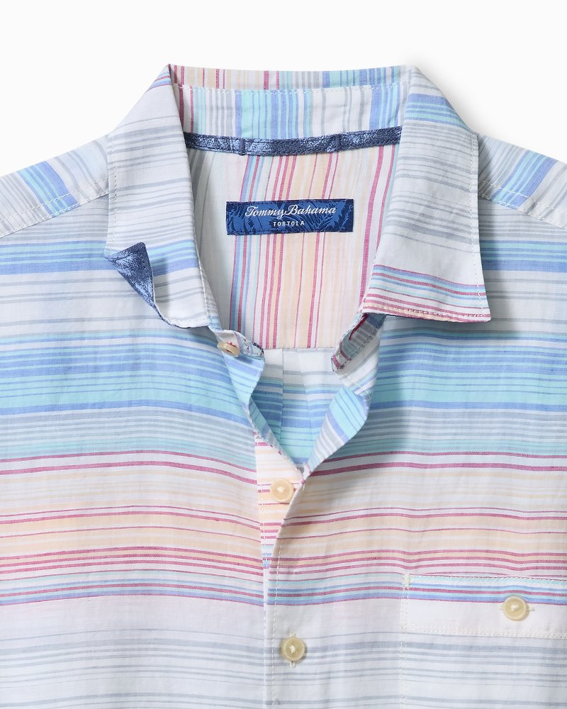 Sand Linen Sicily Stripe Shirt - Island Sunset