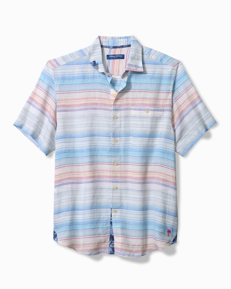 Sand Linen Sicily Stripe Shirt - Island Sunset