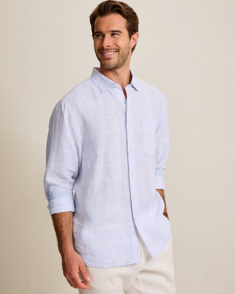 Paradisio Plaid Linen Long-Sleeve Shirt - Classic Lavender