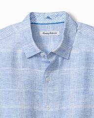 Paradisio Plaid Linen Long-Sleeve Shirt - Light Sky