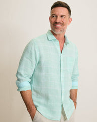 Paradisio Plaid Linen Long-Sleeve Shirt - Sprite