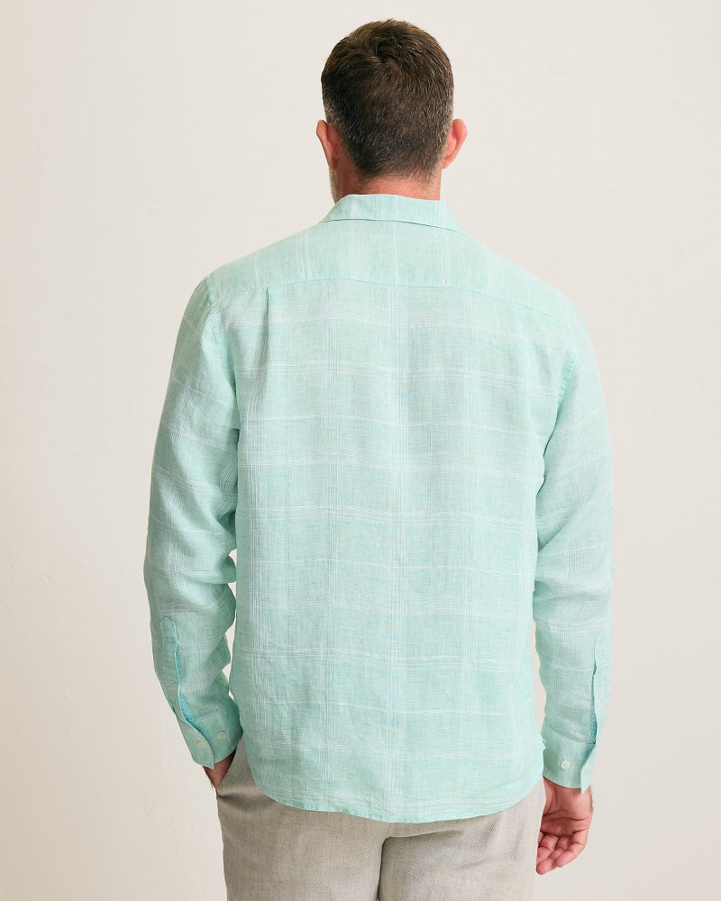 Paradisio Plaid Linen Long-Sleeve Shirt - Sprite