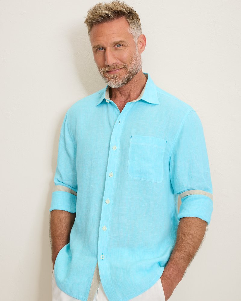 Paradise Breezer Linen Long-Sleeve Shirt - Blue Radiance