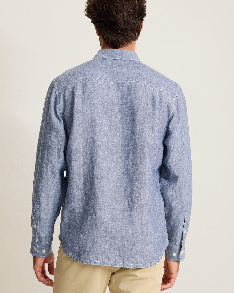 Paradise Breezer Linen Long-Sleeve Shirt - Island Navy