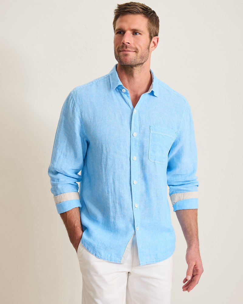 Paradise Breezer Linen Long-Sleeve Shirt - Glass Bead Blue