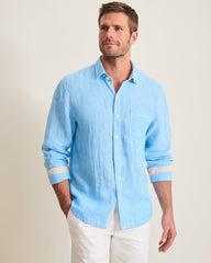 Paradise Breezer Linen Long-Sleeve Shirt - Glass Bead Blue