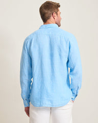 Paradise Breezer Linen Long-Sleeve Shirt - Glass Bead Blue