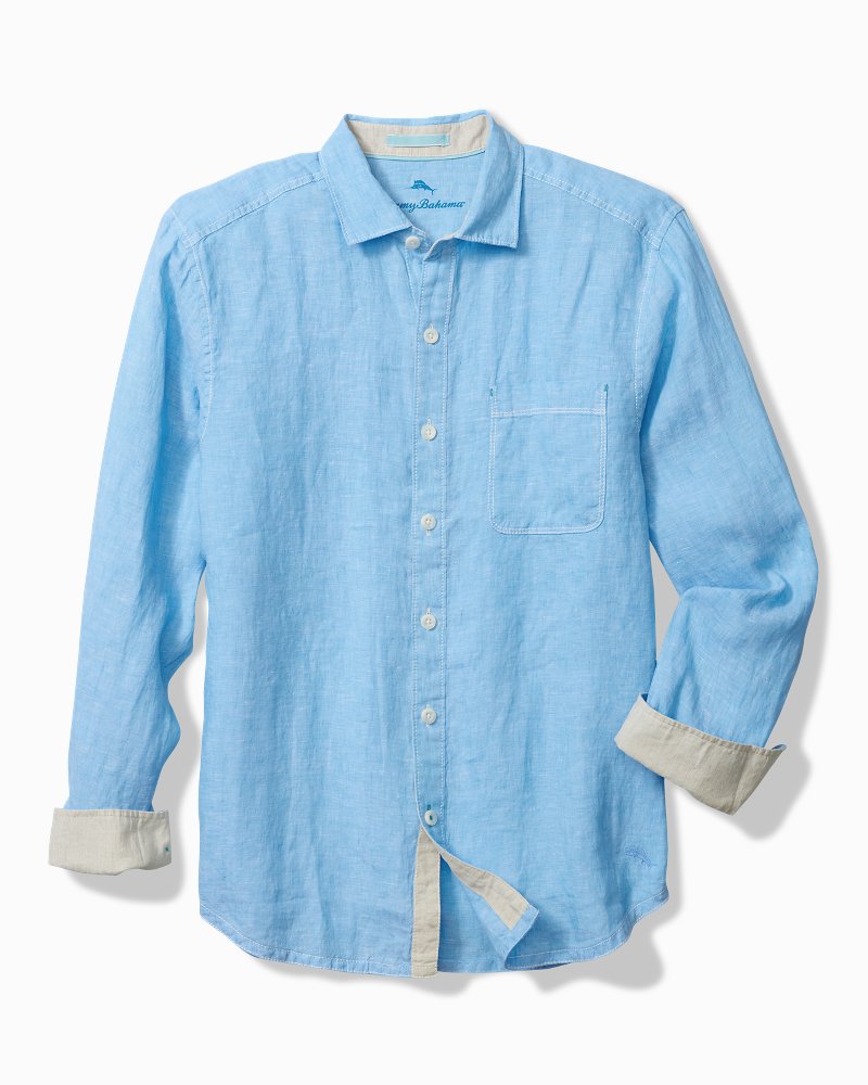 Paradise Breezer Linen Long-Sleeve Shirt - Glass Bead Blue