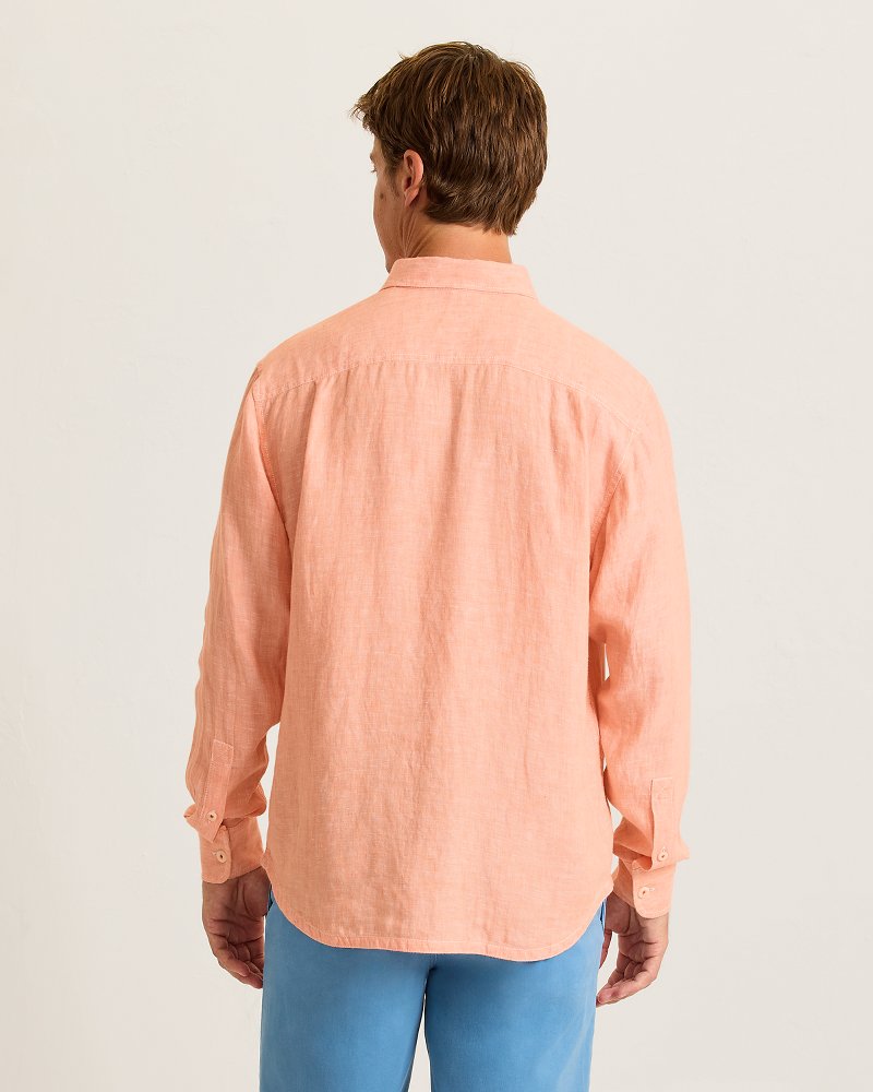 Paradise Breezer Linen Long-Sleeve Shirt - Peach Parrot