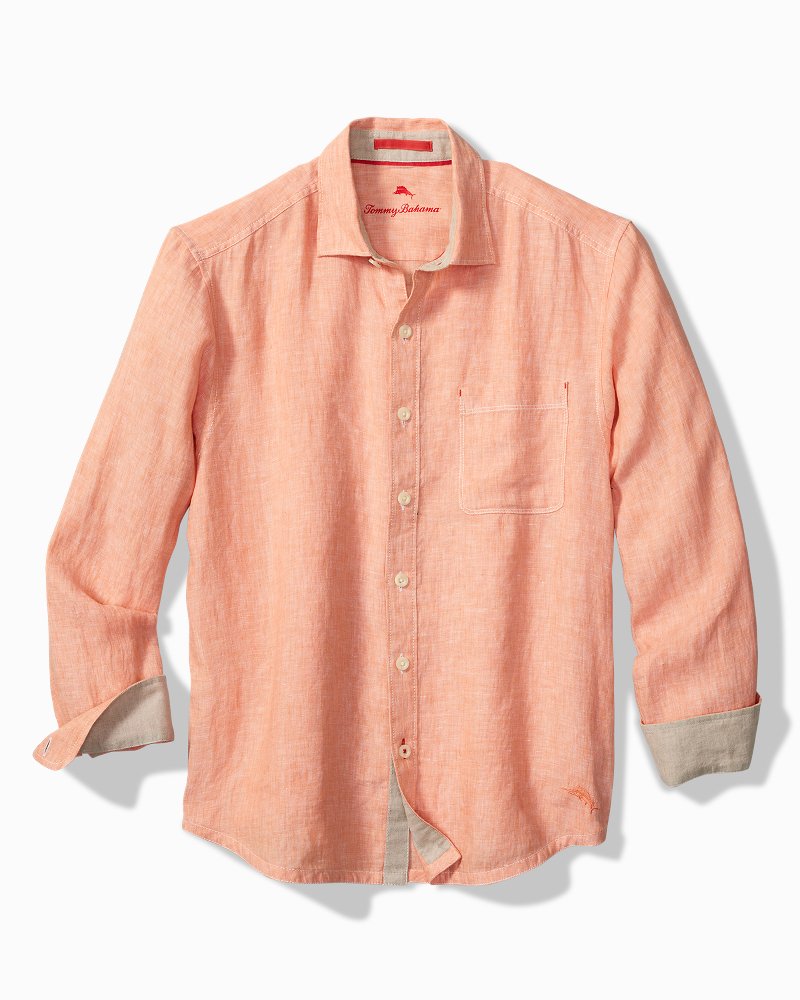 Paradise Breezer Linen Long-Sleeve Shirt - Peach Parrot