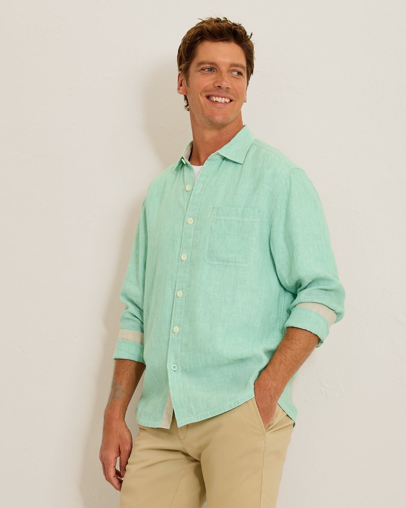 Paradise Breezer Linen Long-Sleeve Shirt - Light Neptune Green