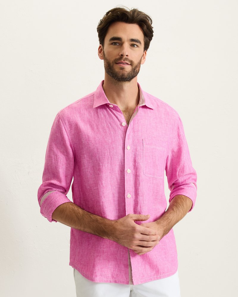 Paradise Breezer Linen Long-Sleeve Shirt - Pink Umbrella