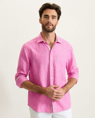 Paradise Breezer Linen Long-Sleeve Shirt - Pink Umbrella