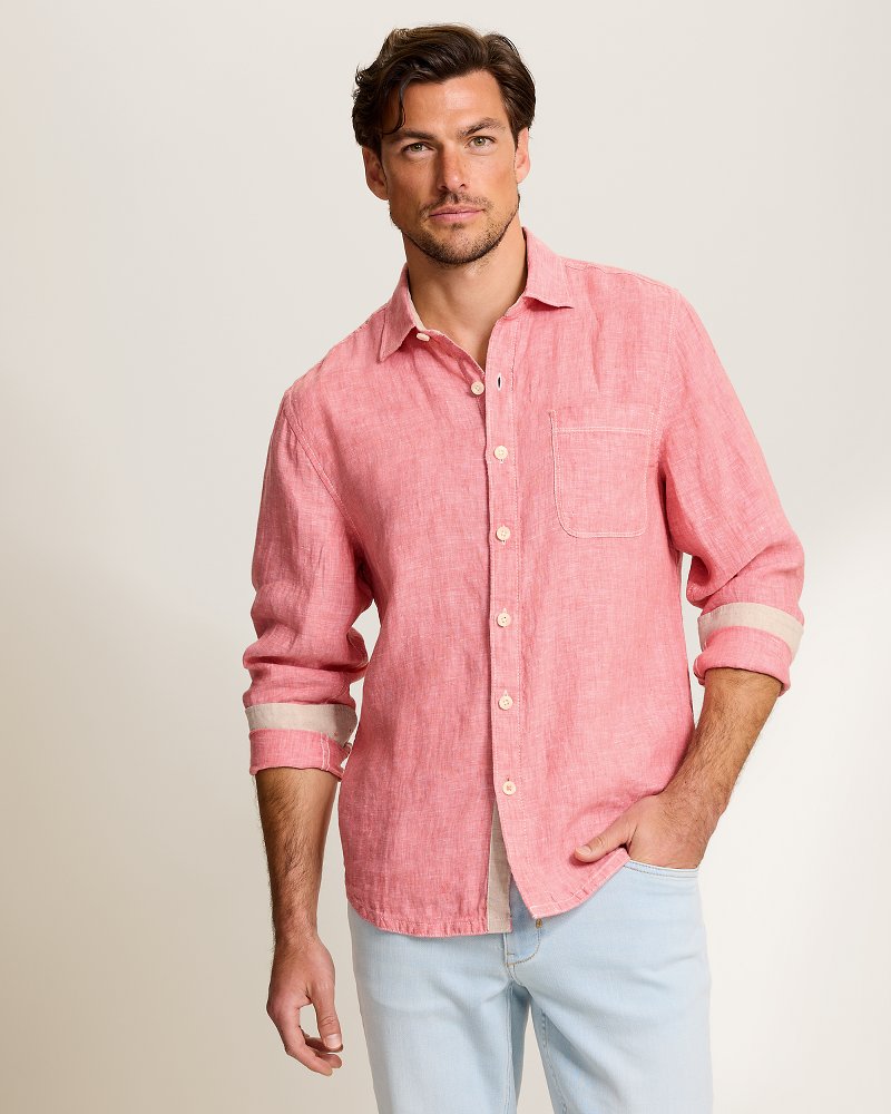 Paradise Breezer Linen Long-Sleeve Shirt - Red Sunset