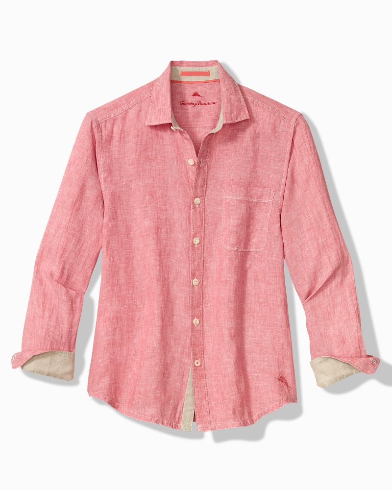 Paradise Breezer Linen Long-Sleeve Shirt - Red Sunset