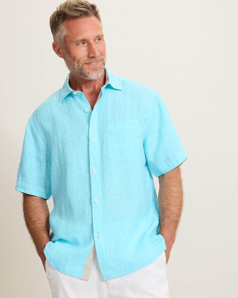 Paradise Breezer Linen Short-Sleeve Shirt - Blue Radiance