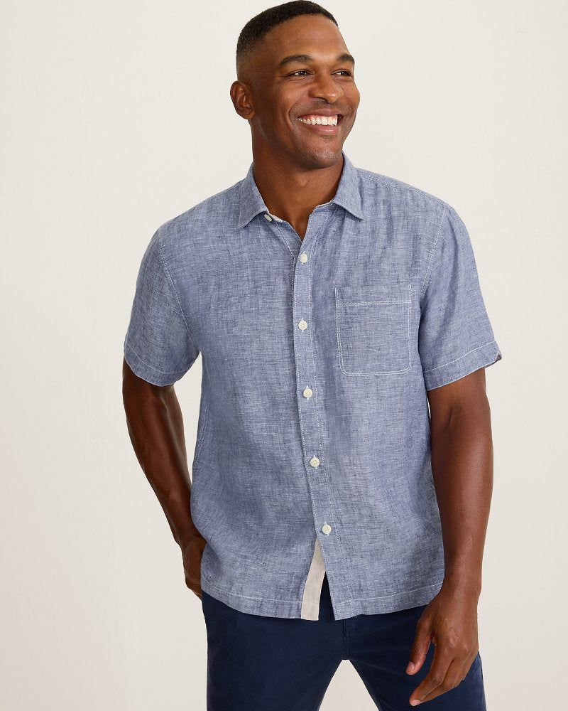 Paradise Breezer Linen Short-Sleeve Shirt - Island Navy