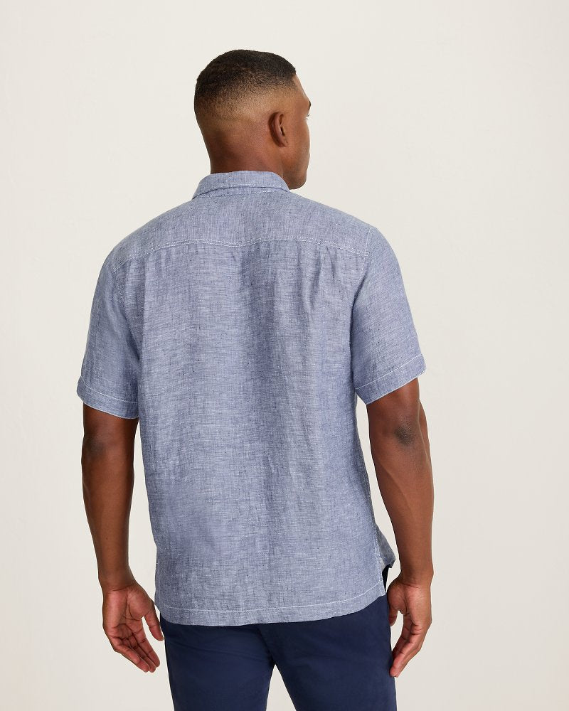 Paradise Breezer Linen Short-Sleeve Shirt - Island Navy