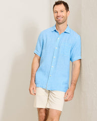 Paradise Breezer Linen Short-Sleeve Shirt - Glass Bead Blue