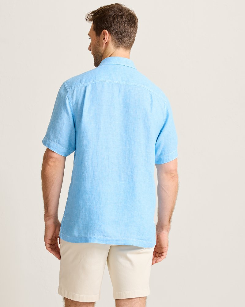 Paradise Breezer Linen Short-Sleeve Shirt - Glass Bead Blue