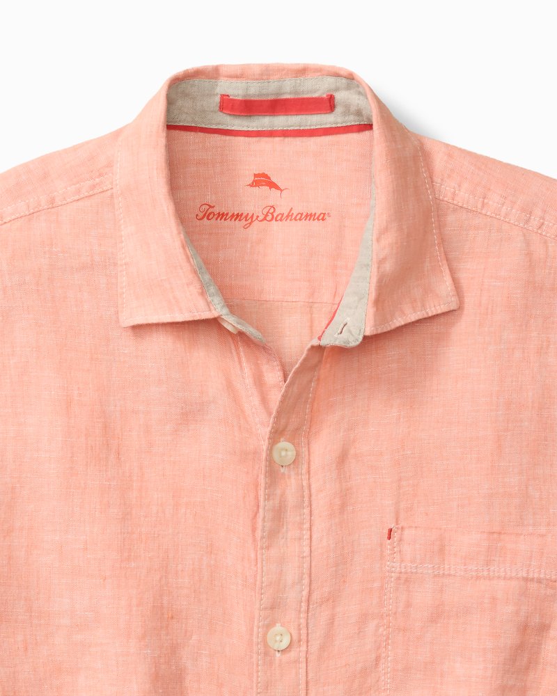 Paradise Breezer Linen Short-Sleeve Shirt - Peach Parrot