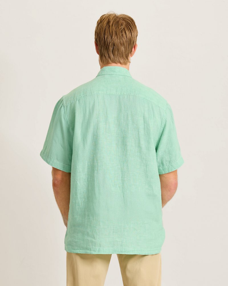 Paradise Breezer Linen Short-Sleeve Shirt - Light Neptune Green