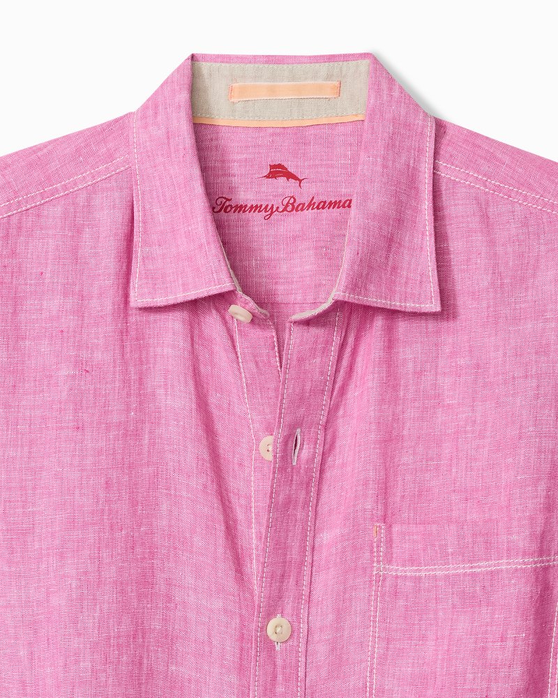 Paradise Breezer Linen Short-Sleeve Shirt - Pink Umbrella