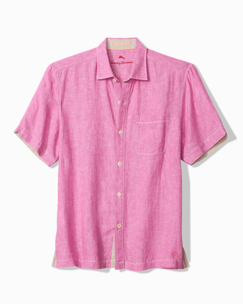 Paradise Breezer Linen Short-Sleeve Shirt - Pink Umbrella