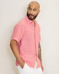 Paradise Breezer Linen Short-Sleeve Shirt - Red Sunset