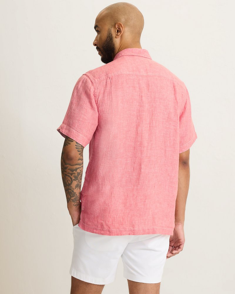 Paradise Breezer Linen Short-Sleeve Shirt - Red Sunset