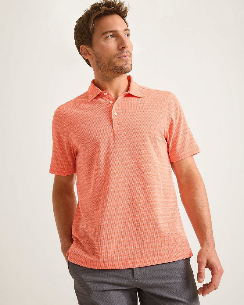 Bahama Coast Scala Stripe IslandZone Polo - Ember Red
