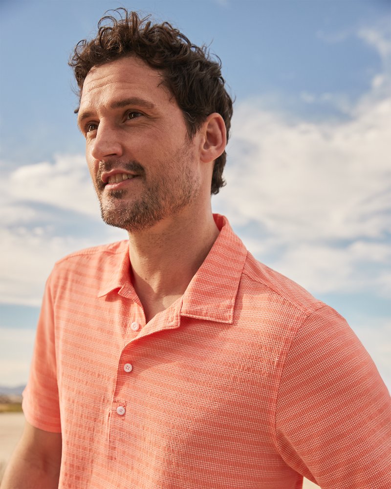 Bahama Coast Scala Stripe IslandZone Polo - Ember Red