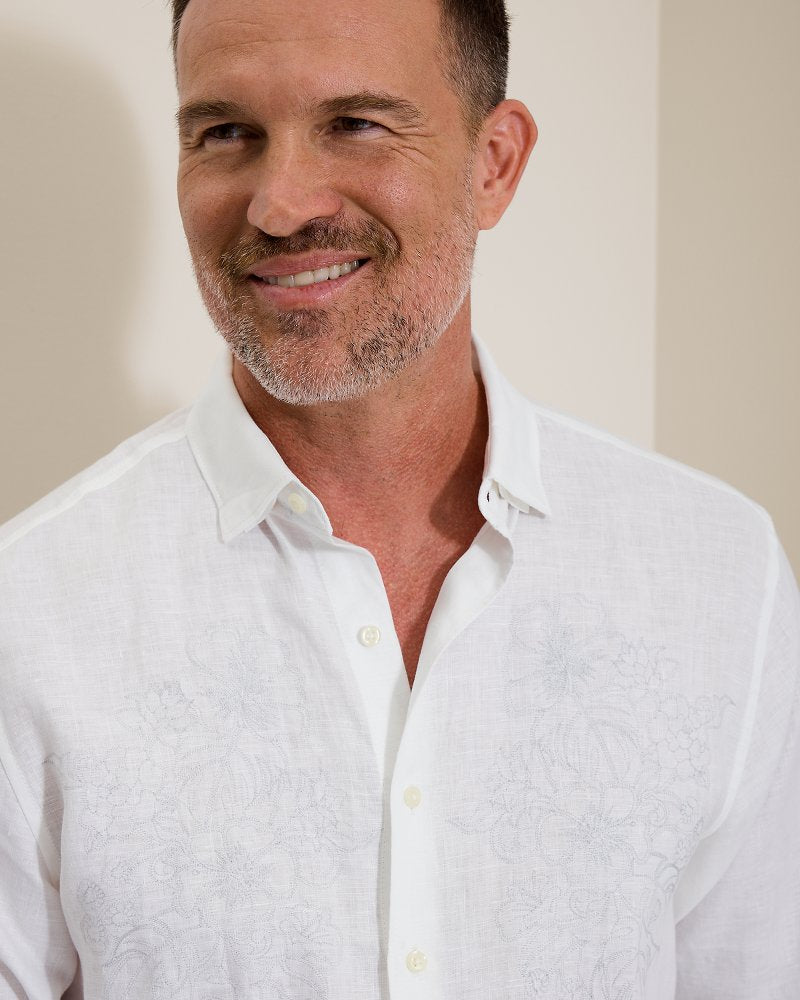 Tide the Knot Long-Sleeve Linen Shirt - White