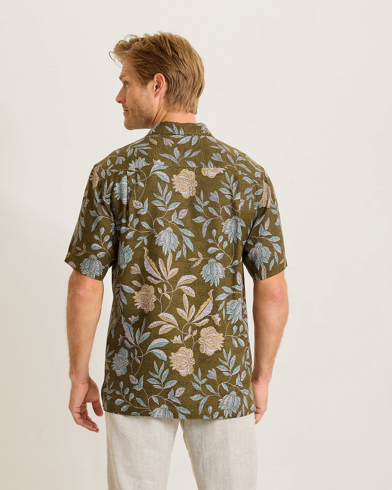 Vintage Vines Silk Camp Shirt - Mud Pie Brown