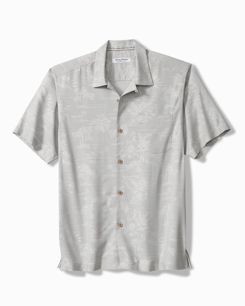Coastal Ease Palm Visions IslandZone Camp Shirt - Silver Streak