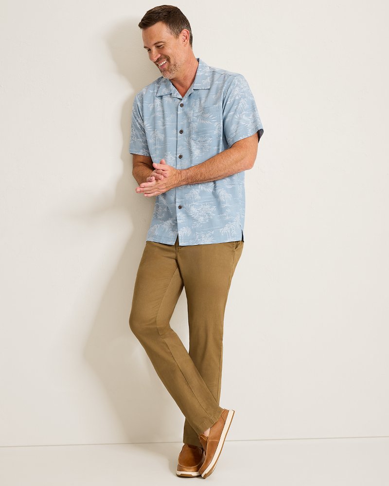 Coastal Ease Palm Visions IslandZone Camp Shirt - Stellar Sapphire