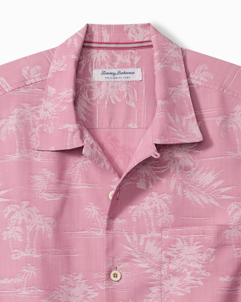 Coastal Ease Palm Visions IslandZone Camp Shirt - Deep Rose
