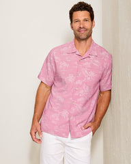 Coastal Ease Palm Visions IslandZone Camp Shirt - Deep Rose