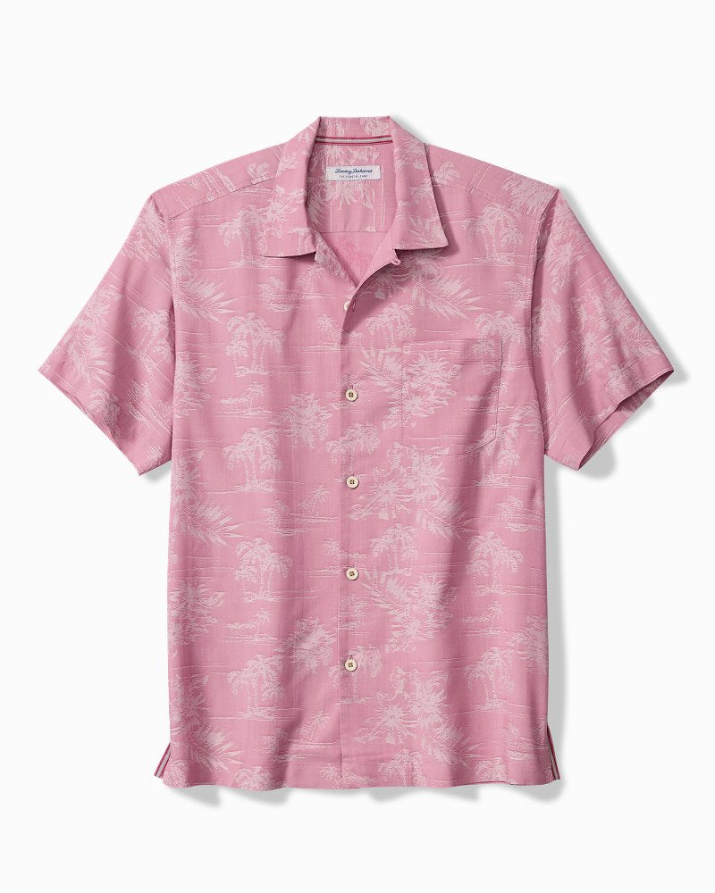 Coastal Ease Palm Visions IslandZone Camp Shirt - Deep Rose