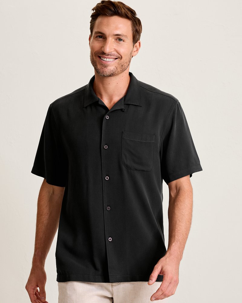 Harbor Luxe Silk Camp Shirt - Black