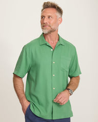 Harbor Luxe Silk Camp Shirt - Deep Grass Green
