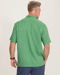 Harbor Luxe Silk Camp Shirt - Deep Grass Green