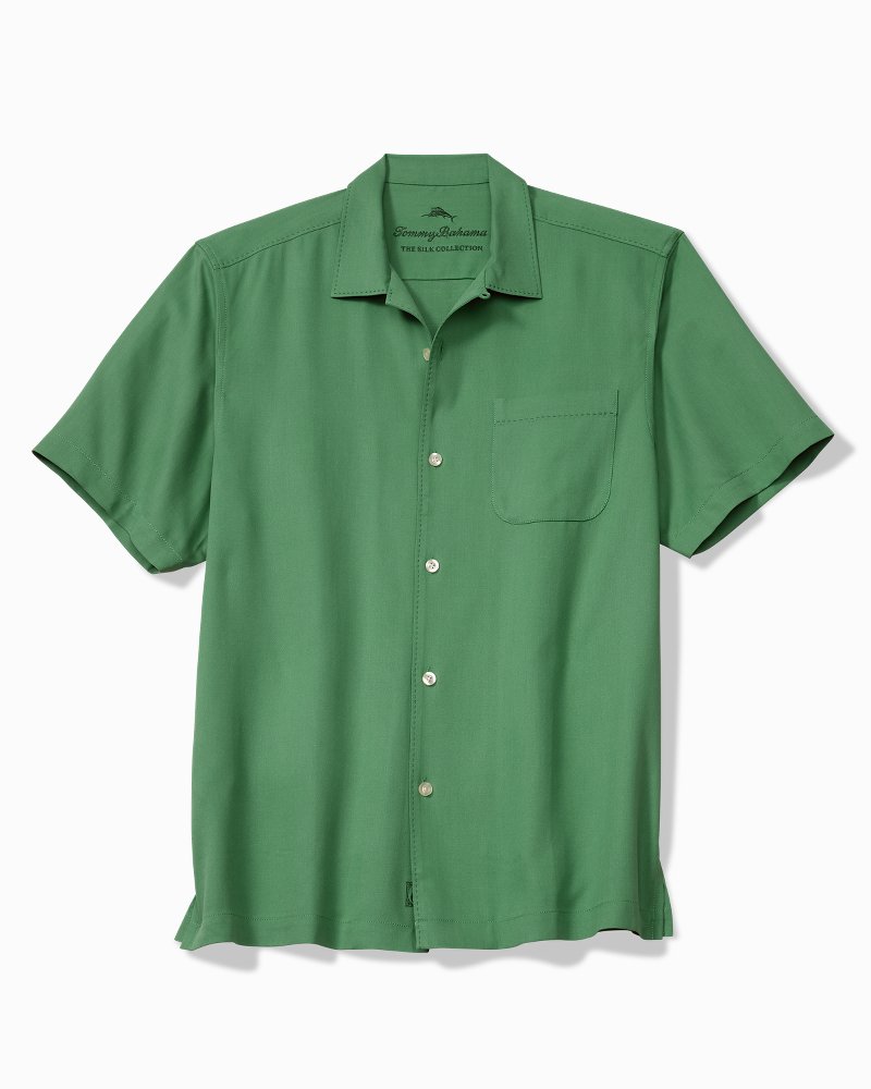 Harbor Luxe Silk Camp Shirt - Deep Grass Green