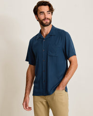 Harbor Luxe Silk Camp Shirt - Navy